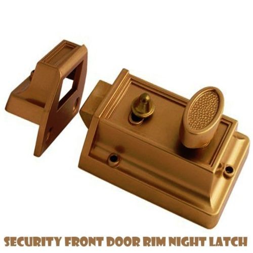 Brass Rim Night Latch Front Door Lock Cylinder Set 3 Keys 60mm Replacement H3