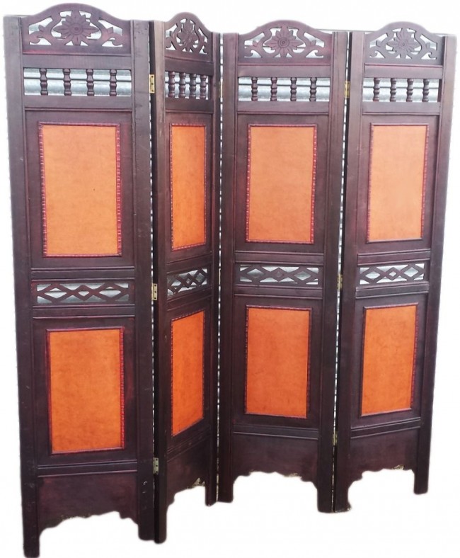 4 PANEL VICTORIAN WOODEN SCREEN ROOM DIVIDER FOLDABLE PARAVENT