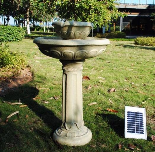 Large Outdoor Round Garden Bird Bath Water Fountain Feature Solar Powered F2