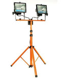 240v Twin site Light Work Tripod Head Halogen Two Floodlight Stand Lighting U8
