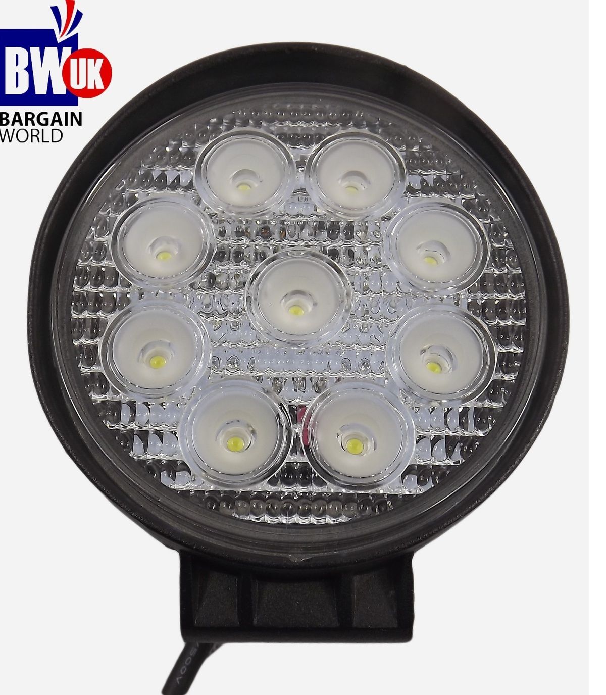 27w 9 LED Driving Work Light Flood Lamp Offroad Trailer SUV ATV Jeep 4x4 Round
