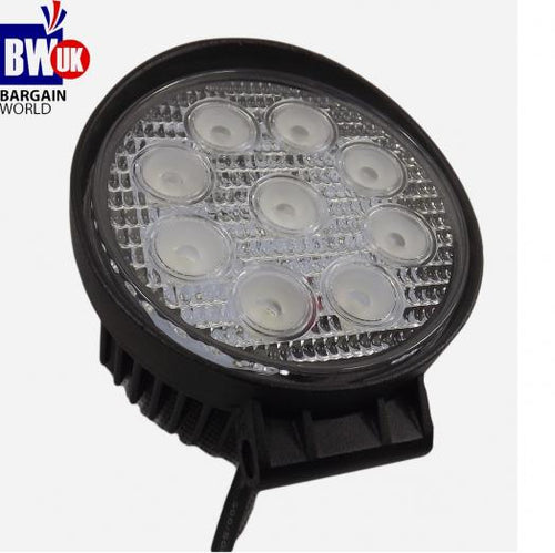 27w 9 LED Driving Work Light Flood Lamp Offroad Trailer SUV ATV Jeep 4x4 Round