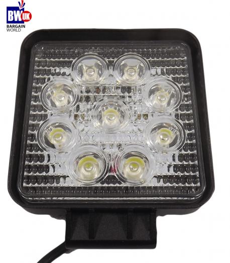 27w 9 LED Driving Work Light Flood Lamp Offroad CAR SUV ATV Jeep 4x4 WD Square