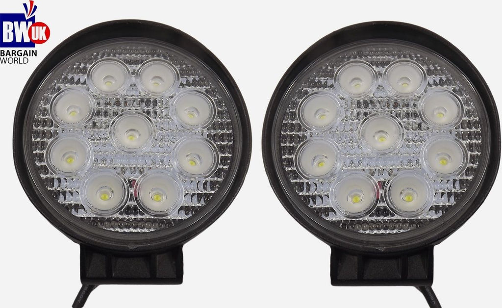 2 x 27w 9 LED Driving Work Light Flood Lamp Offroad Trailer SUV Jeep 4x4 Round