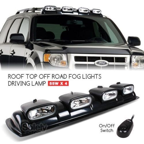 UNIVERSAL 4X4 ROOF TOP BAR DRIVING POD LIGHTS LENS OFFROAD FOG SPOT HEAD LAMPS