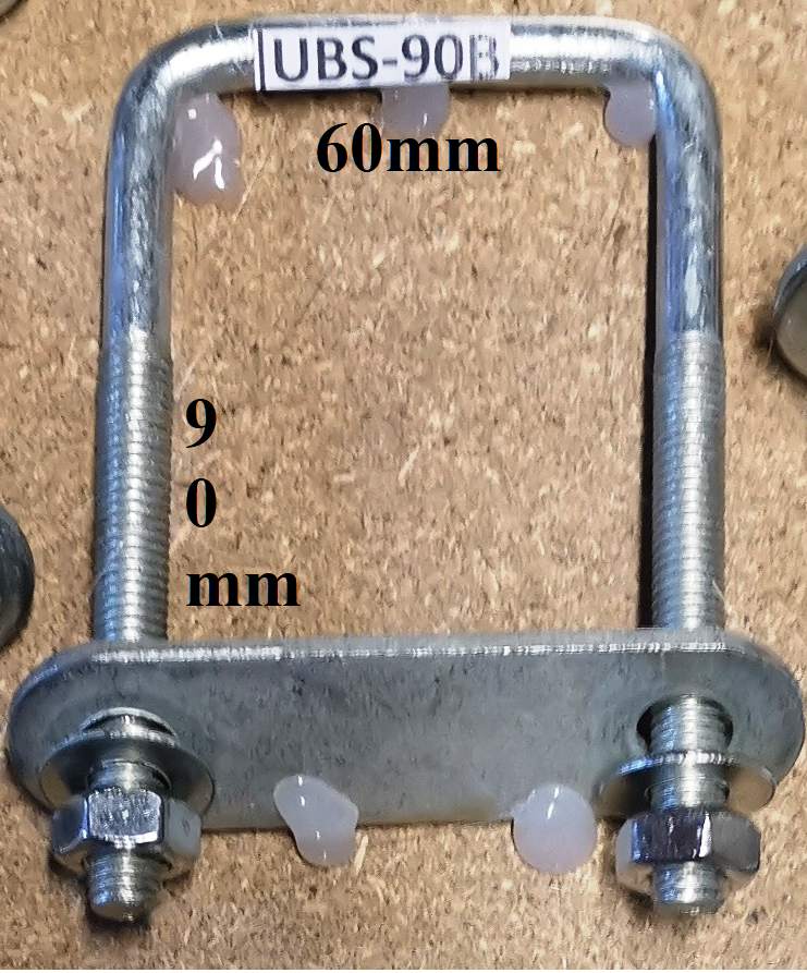 Steel Square U-Bolts Brackets Boat Trailer 60x90x10mm M10 Nut & Plate UBS-60B