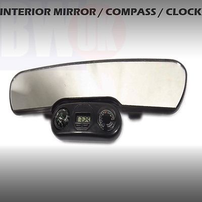 CAR REAR VIEW INTERIOR MIRROR UNIVERSAL CLIP ON CLOCK COMPASS TEMPERATURE AC4