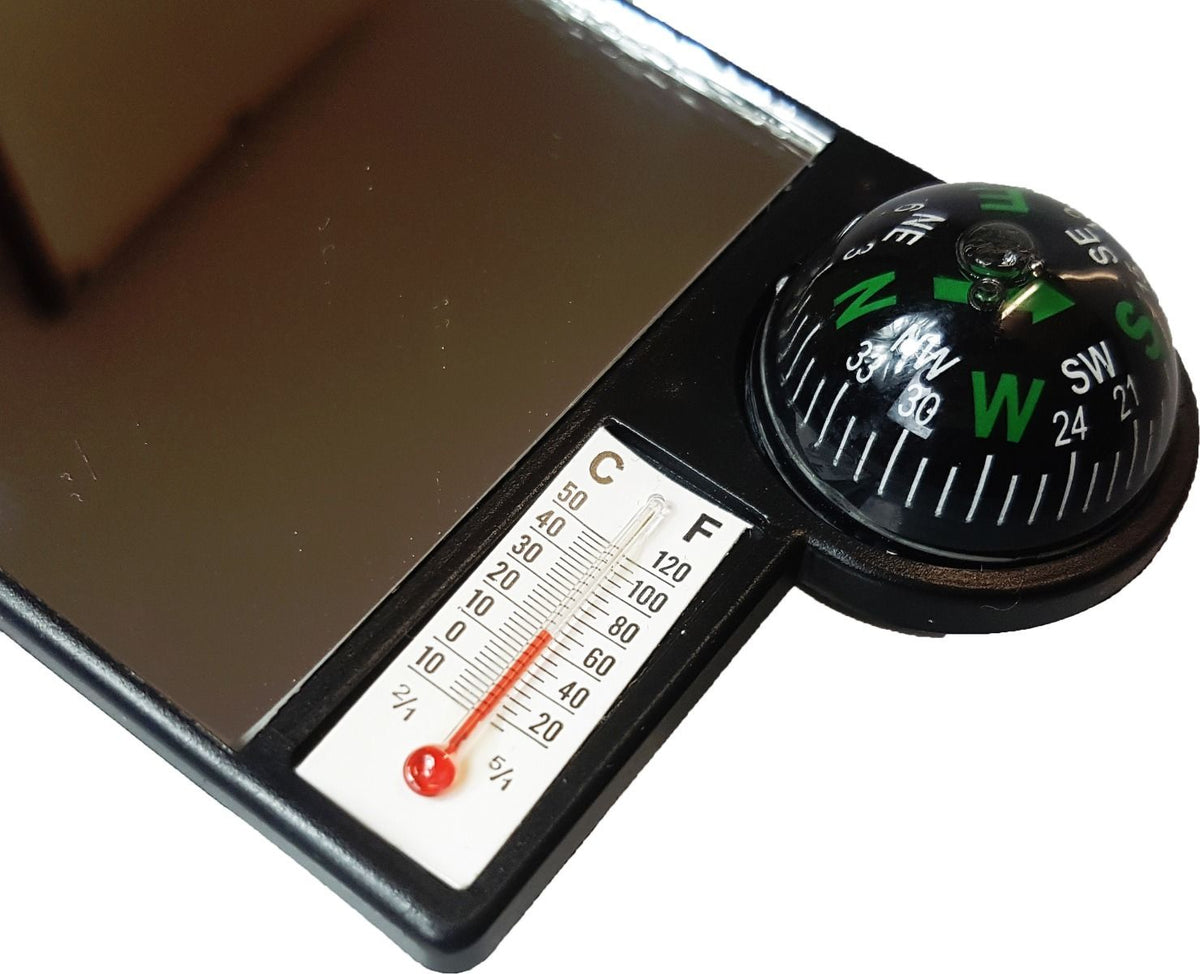 30CM Wide Car Rear View Mirror Interior Large Clip On - Compass Thermometer AC64