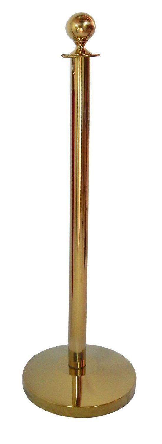 GOLD QUEUE BARRIER POSTS WITH 1.5M TWISTED RED or BLUE ROPE 