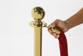 GOLD QUEUE BARRIER POSTS WITH 1.5M TWISTED RED or BLUE ROPE 