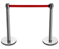 2 X SILVER QUEUE BARRIER POSTS SECURITY STANCHION DIVIDER STEEL SET PAIR BAR-R