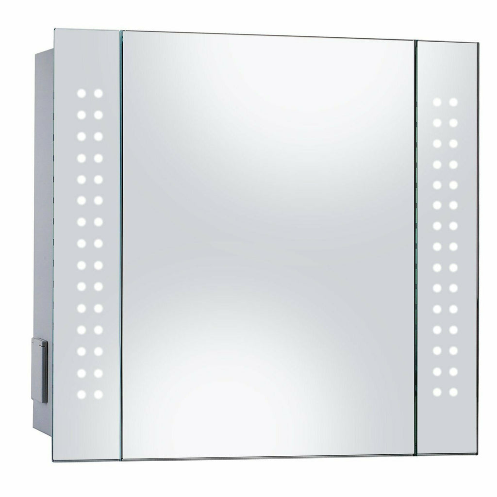60 LED LIGHT BATHROOM MIRROR CABINET SHAVER SOCKET DEMISTER w/ SENSOR