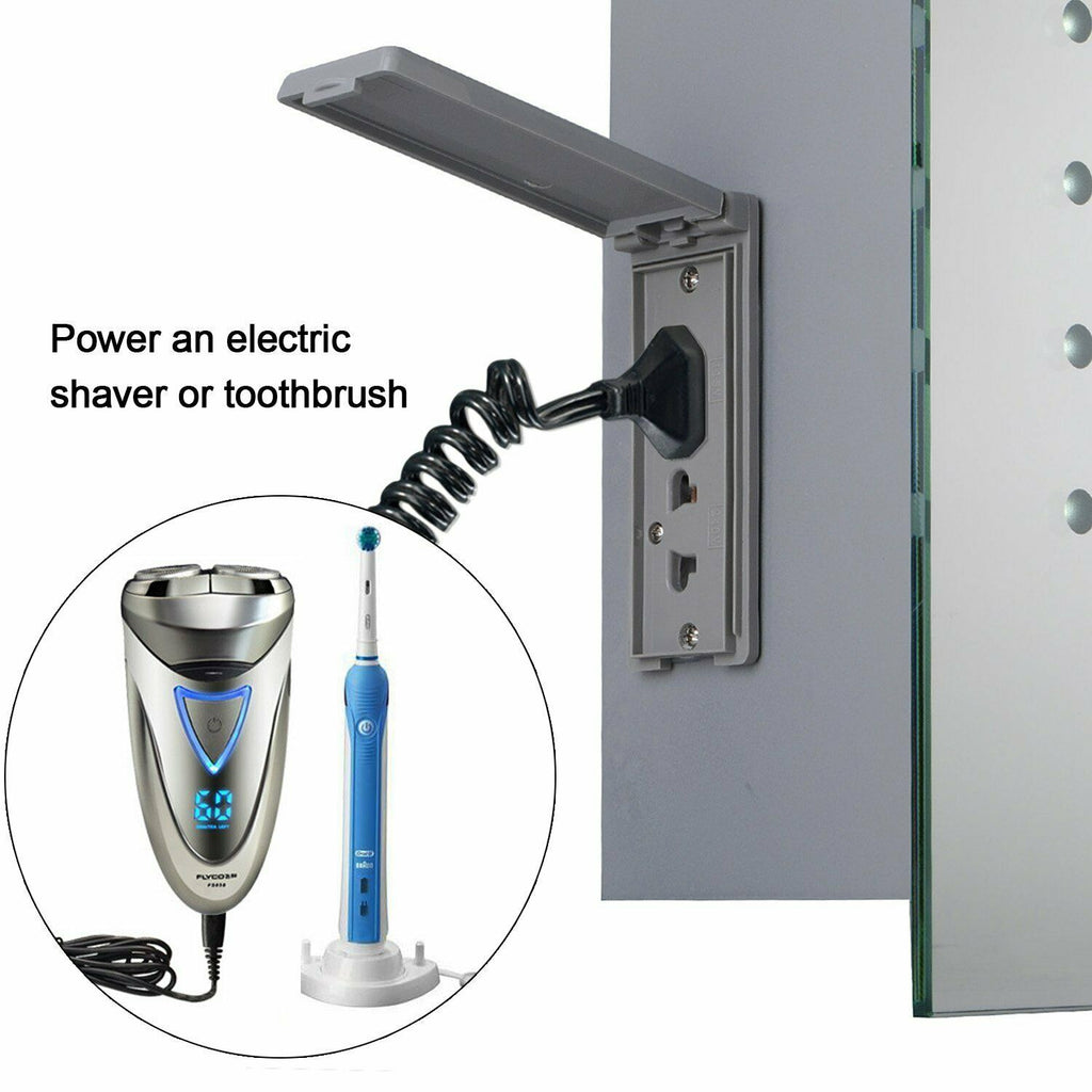 60 LED LIGHT BATHROOM MIRROR CABINET SHAVER SOCKET DEMISTER w/ SENSOR