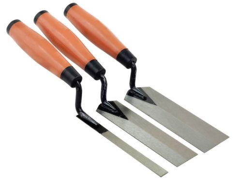 3 PIECE MARGIN TROWEL SET KIT BUILDING PLASTERING LAYING POINTING WOODEN CA108
