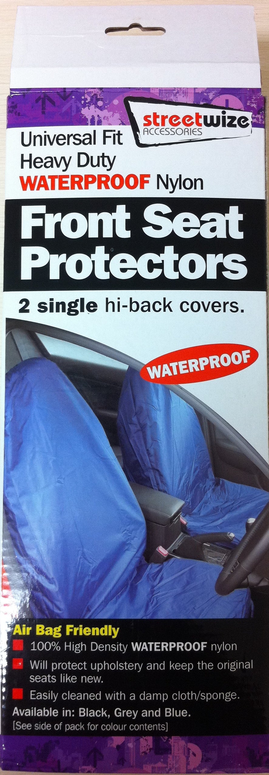VEHICLE FRONT SEAT PROTECTORS 2 PACK UNIVERSAL FIT WATERPROOF NYLON CA23