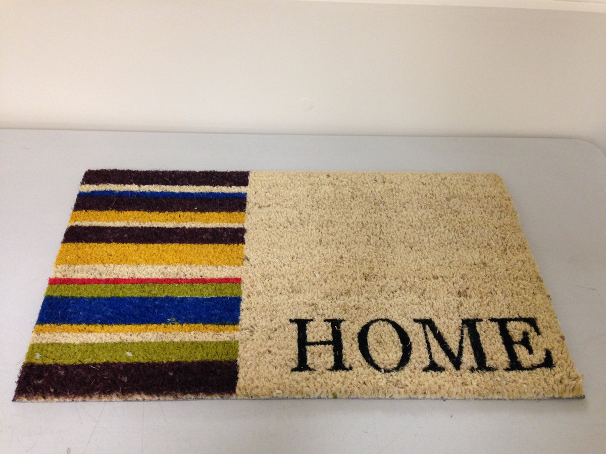 HOME STRIPE DOOR MAT COIR PVC BACKED TEXT DOORMAT STRIPEY ENTRANCE CA72