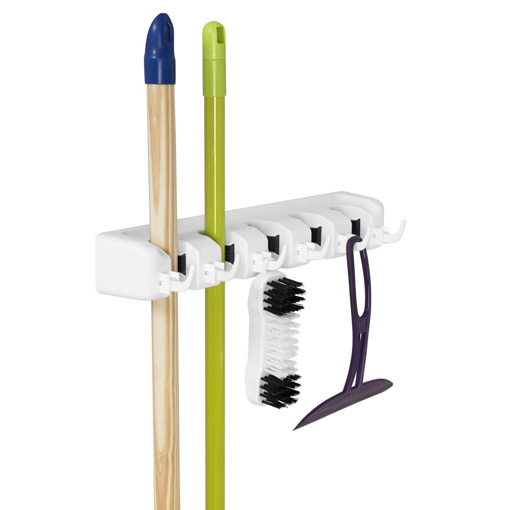 MOP & BROOM HOLDER HANGER TIDY STORAGE CLEANING RACK HOOK WALL MOUNTED CA87