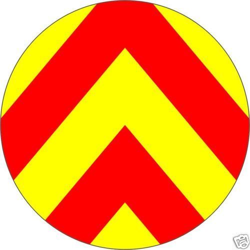 Van Road works Reflective PVC Chevron yellow red Danger Caution sign sticker