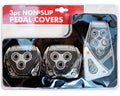 3 PIECE CAR FOOT COVERS CHROME METAL SILVER SPORTS PEDALS PLATES UNIVERSAL FIT