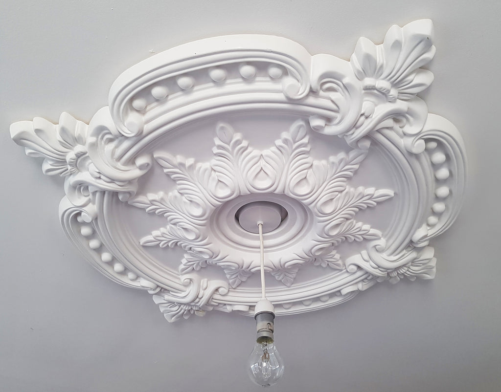 85CM LARGE Ceiling Rose Beautiful White Ornate Home Decor Medallion HUGE CR7-XL