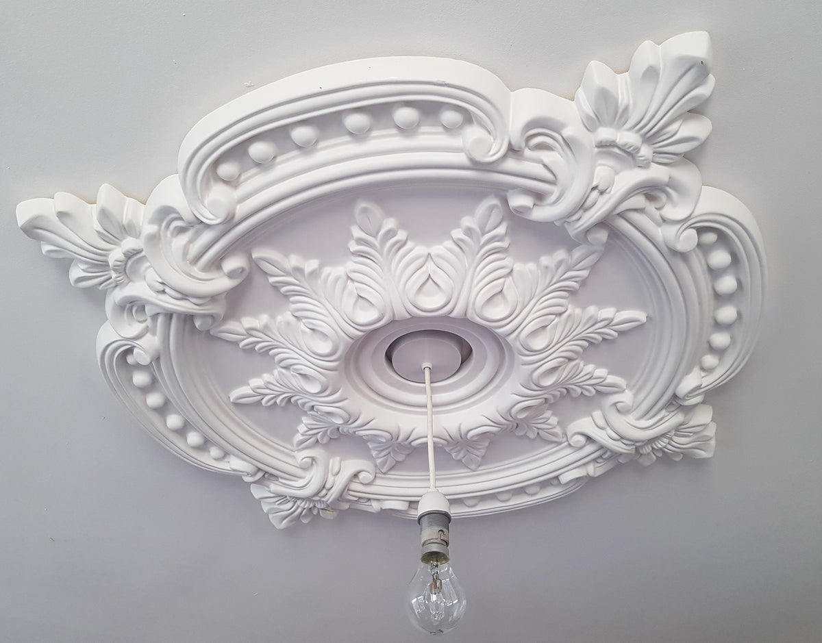 85CM LARGE Ceiling Rose Beautiful White Ornate Home Decor Medallion HUGE CR7-XL