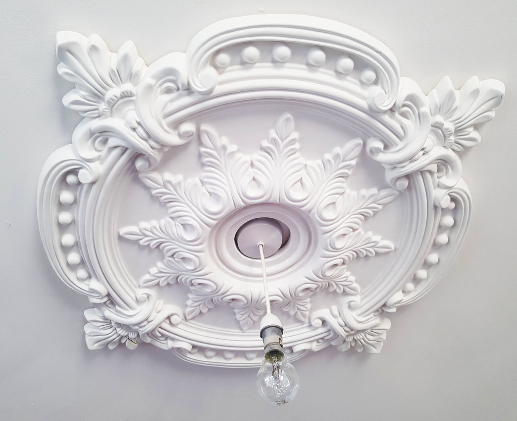 85CM LARGE Ceiling Rose Beautiful White Ornate Home Decor Medallion HUGE CR7-XL