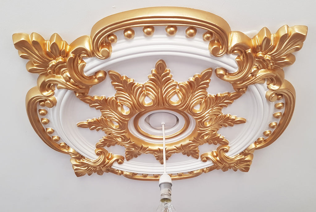 85CM LARGE Ceiling Rose Beautiful GOLD Ornate Home Decor Medallion HUGE CR7G-XL