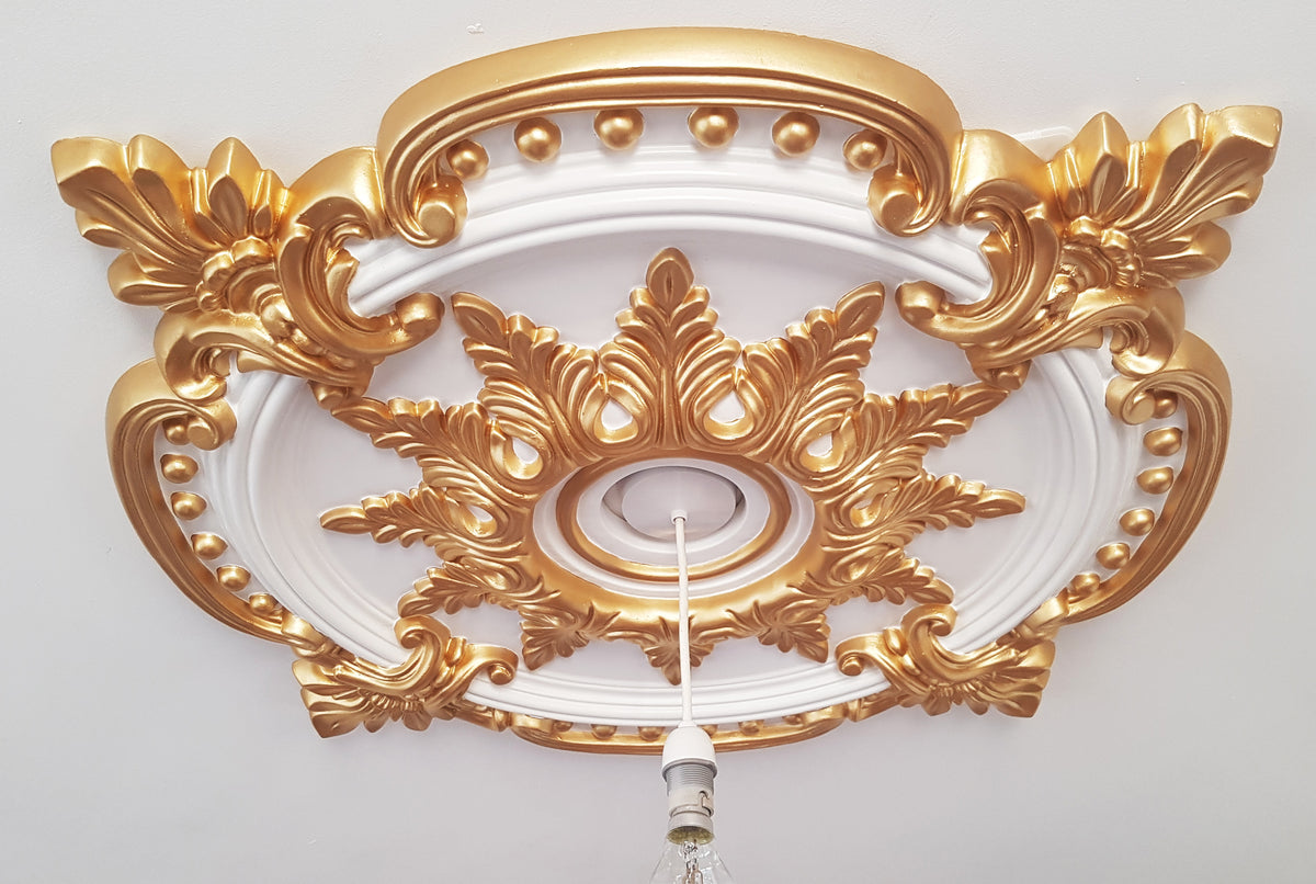 85CM LARGE Ceiling Rose Beautiful GOLD Ornate Home Decor Medallion HUGE CR7G-XL