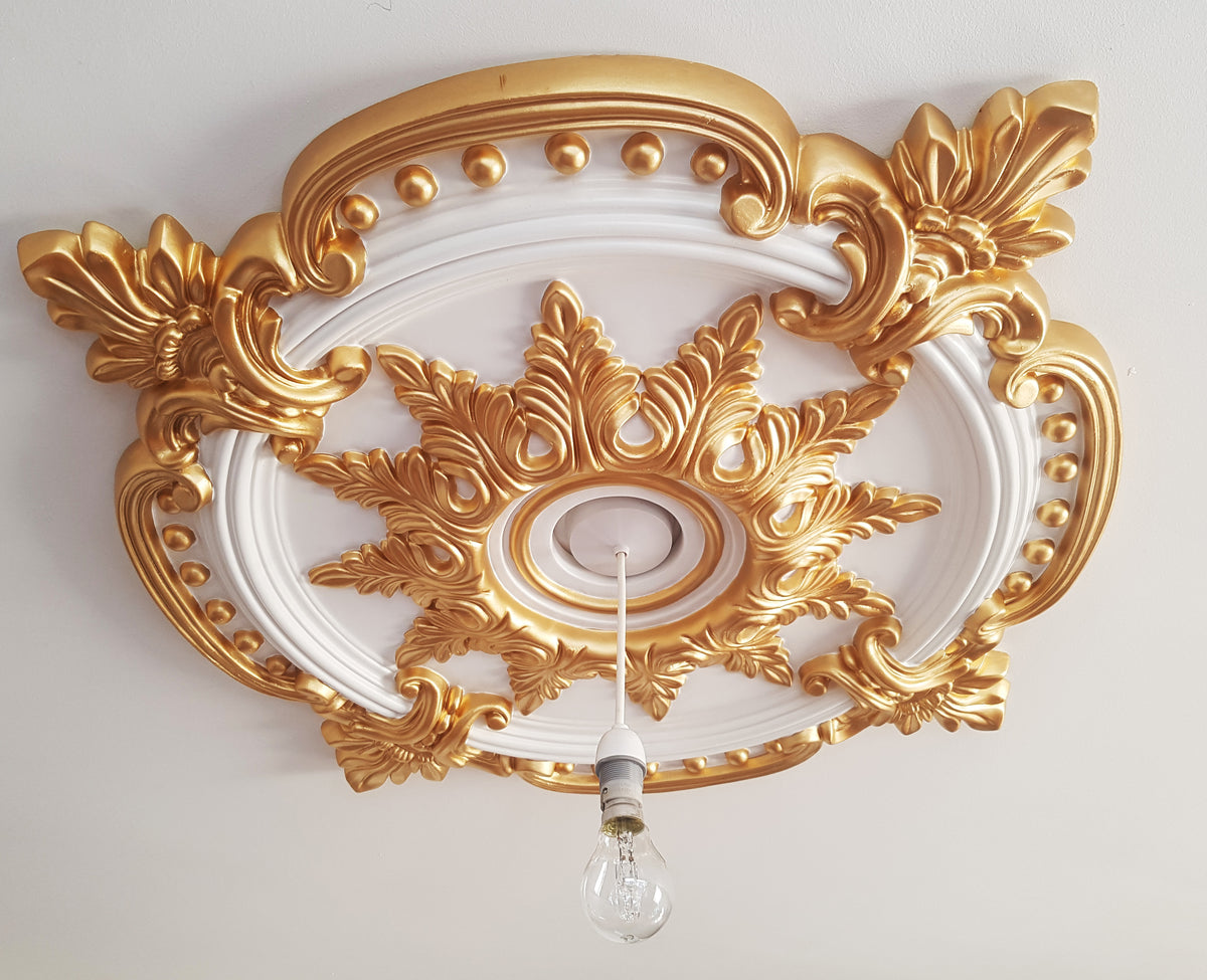 85CM LARGE Ceiling Rose Beautiful GOLD Ornate Home Decor Medallion HUGE CR7G-XL