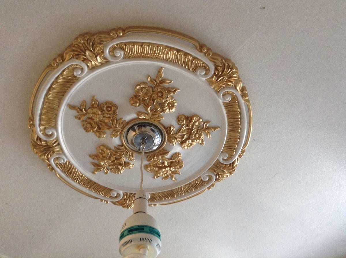 Ceiling rose Gold White Beautiful Ornate Home Decor 66cm Victorian Medallion Chandelier light Fan Rose CR8