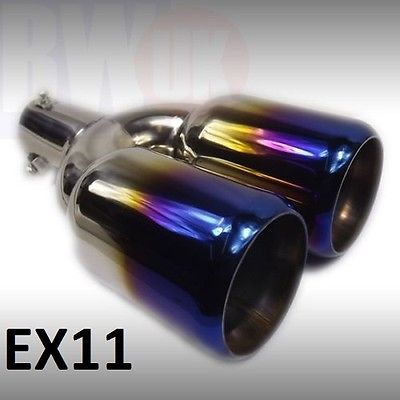 12" Dual Twin Large Heavy Duty Steel Exhaust trim tailpipe tip big bore 62mm