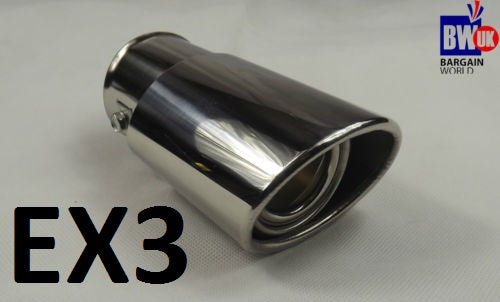 Exhaust Trim Pipe Curved Chrome Tail Tip Universal Muffler Car Steel 60mm EX3