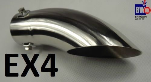 UNIVERSAL CHROME STAINLESS STEEL EXHAUST TAIL PIPE TRIM MUFFLER CURVED 60M EX4