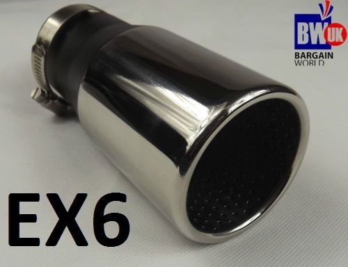 STAINLESS STEEL EXHAUST TRIM TIP MUFFLER PIPE CHROME TAIL TO 60MM UNIVERSAL EX6