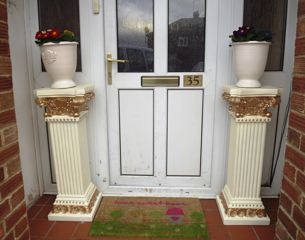 Large Pedestal victorian chic stands Posch Entrance Decorative Plant Flower photo medal plinth statue column pot display  Stand Pair 