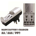 Fast Charging Mains Battery Charger AA, AAA, 9V PP3 Rechargeable Baterries H10