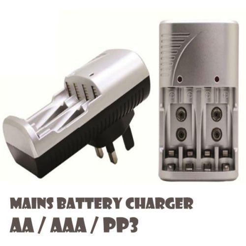 Fast Charging Mains Battery Charger AA, AAA, 9V PP3 Rechargeable Baterries H10