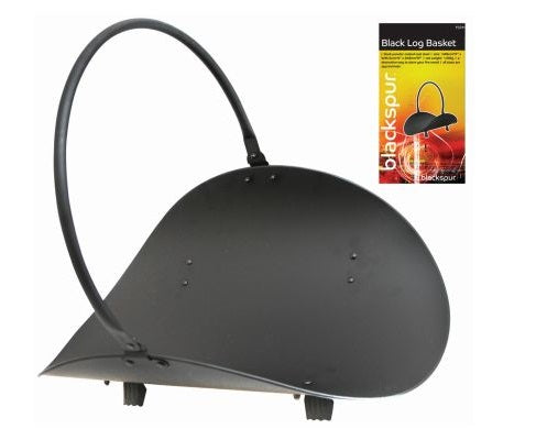 BLACK LOG BASKET CARRIER FIREWOOD STORAGE HANDLE POWDER COATED CAST STEEL H16