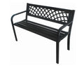 METAL GARDEN BENCH SEAT CHAIR OUTDOOR SEATING BLACK STEEL FRAME PVC BACK H21