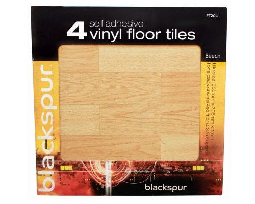 4PK SELF ADHESIVE FLOOR TILES BEECH EFFECT FLOORING 4 SQ FT COVERED H30BEECH