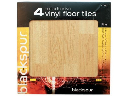 4PK SELF ADHESIVE FLOOR TILES PINE EFFECT FLOORING 4 SQ FT COVERED H30PINE
