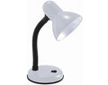WHITE DESK LAMP OFFICE LIGHT TABLE LIGHTING INDOOR FLEXIBLE NECK MAINS PLUG H32