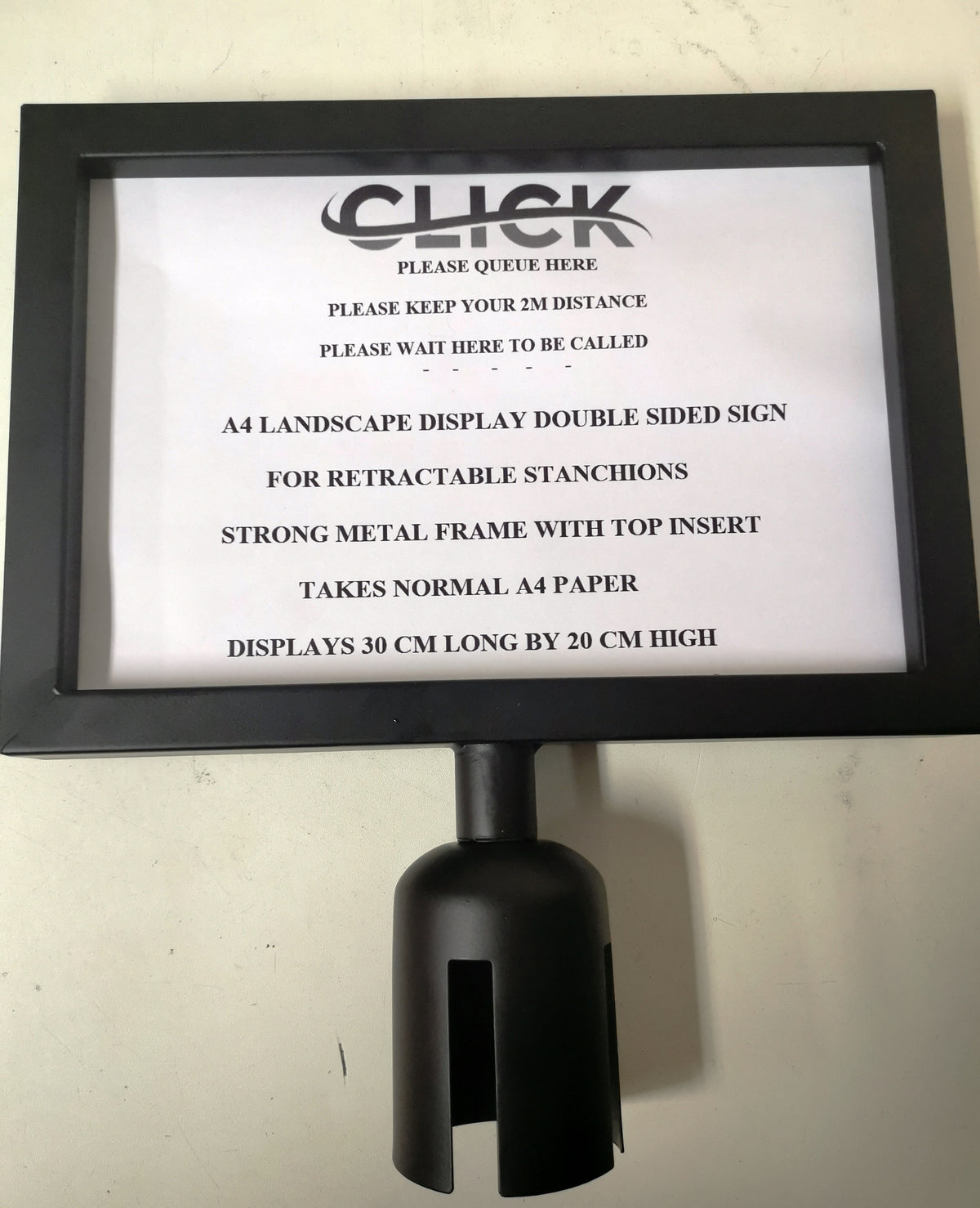 Double Sided Landscape A4 Retractable Barrier Frame Stanchion Strip Sign Holder
