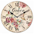 Large Grace Wooden WALL CLOCK Vintage Style Antique Roman numerals Ladies LS2