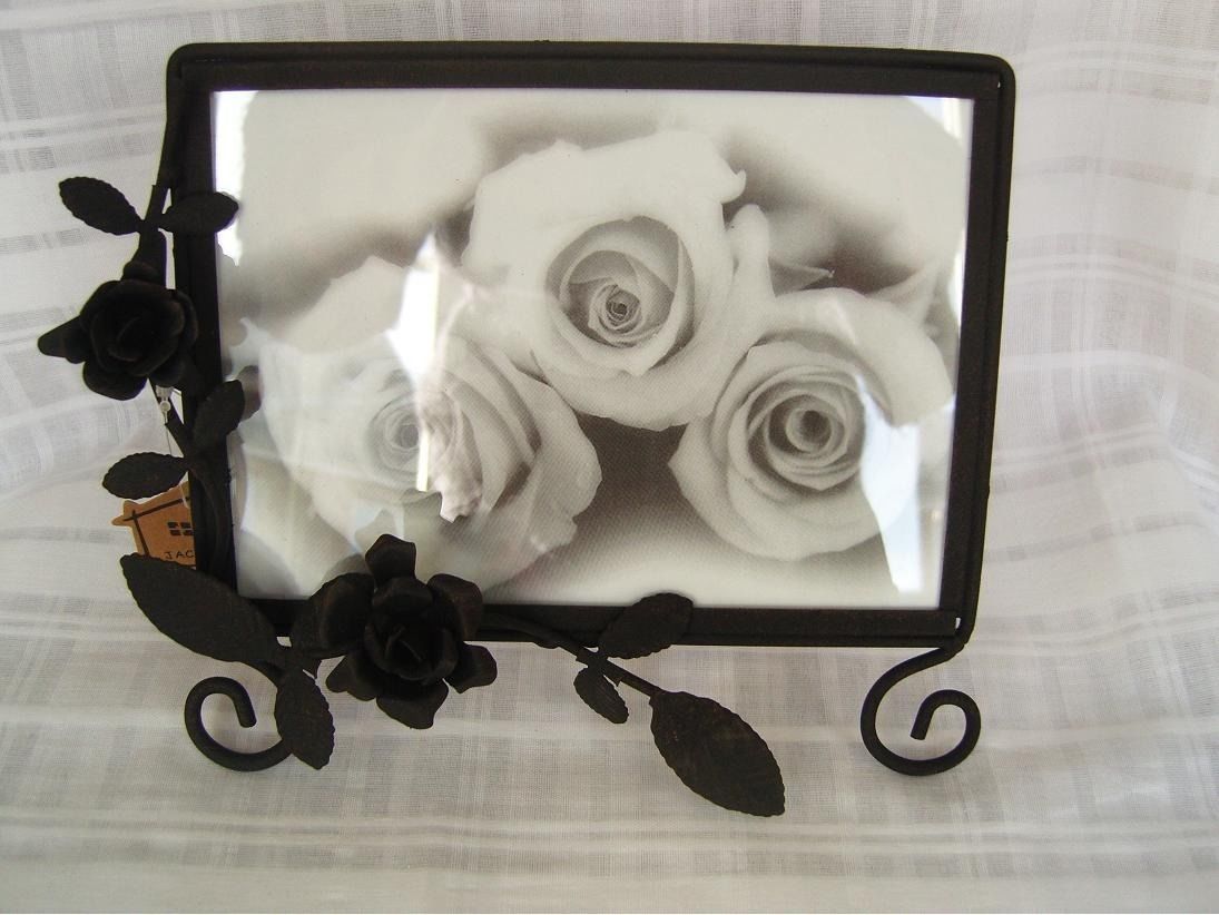 BLACK METAL PHOTO FRAME SQUARE 5 X 7 PHOTO PICTURE SHABBY CHIC HANGING LS11