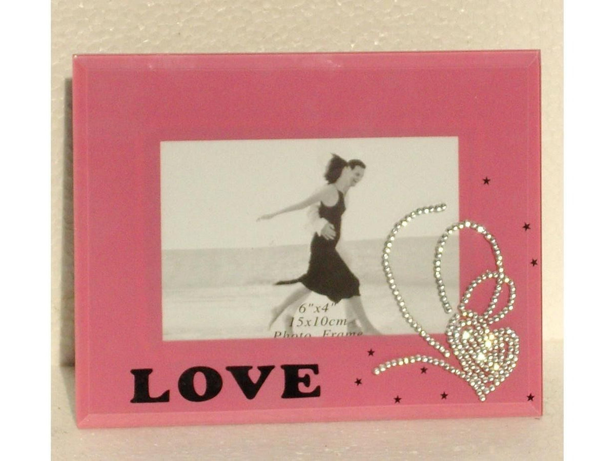 PINK LOVE PHOTO FRAME SQUARE 6 X 4 PHOTO PICTURE SHABBY CHIC CLIP STAND LS14