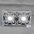 Double cube tealight candle holder Vintage Antique Grey metal brushed white LS3