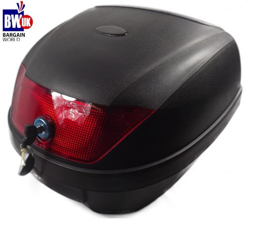 MOTORBIKE BIKE TOP BOX 28L LITRE STORAGE REAR BACK MOPED SCOOTER LUGGAGE CASE UK