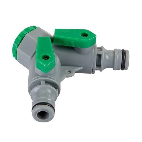2-WAY TAP CONNECTOR 3/4" BSP TO 1/2" MALE SHUT OFF VALVES GARDEN HOSE P309