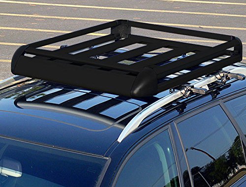 Large Black Aluminium Roof Rack Basket Tray Luggage Cargo Carrier with Bars 4x4 van fits disovery landrover Ford Transit Toyota Volvo Estate Jeep Van Caravan Discovery Traffic Renault  Isuzu Kia Honda Pajero Shogun Jimny Suzuki Freelander VW Fiat Large 55